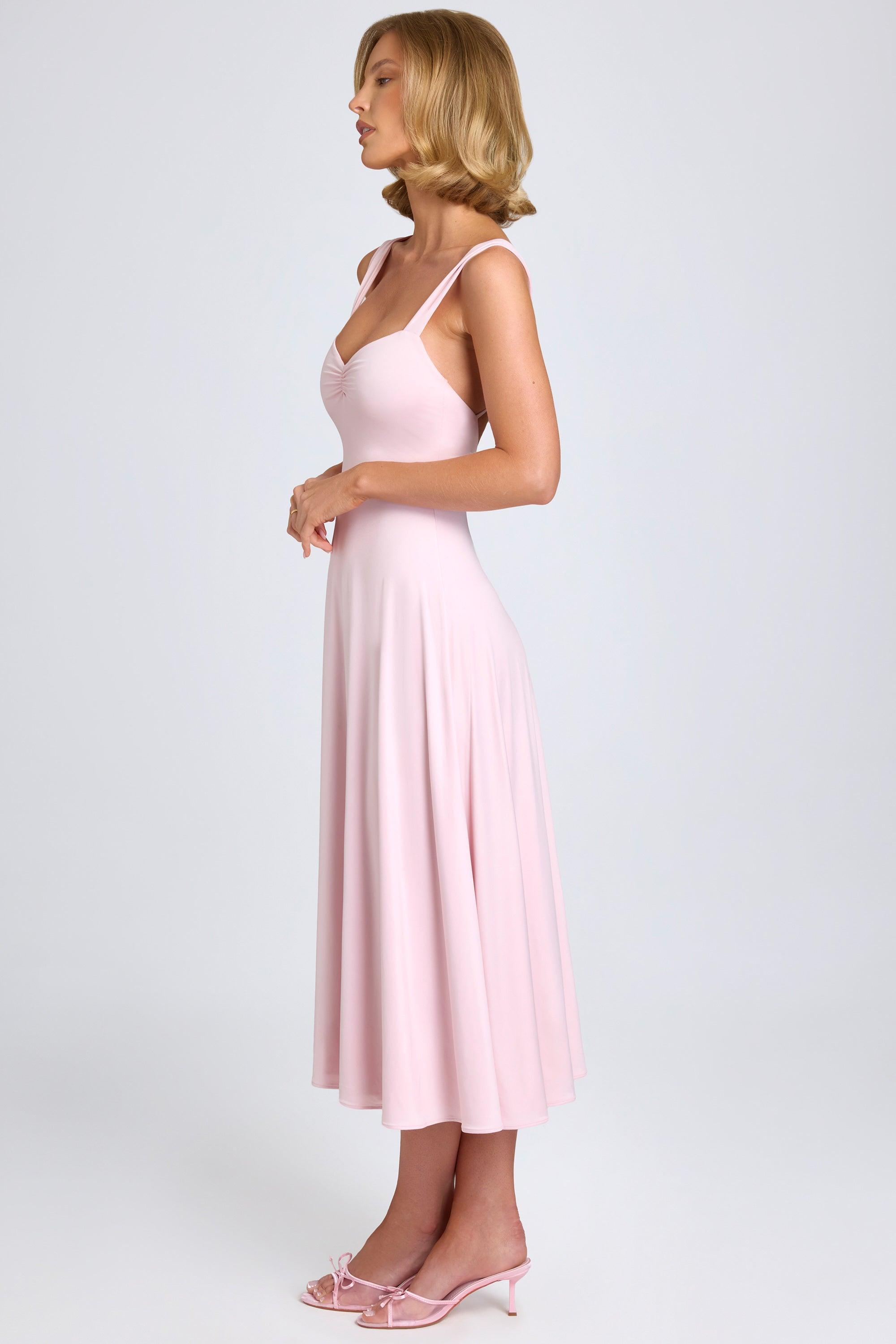 Sweetheart-Neck Ruched Midaxi Dress in Blush Product Image