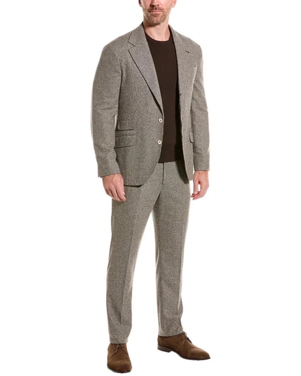 2pc Wool & Cashmere-blend Suit In Brown Product Image