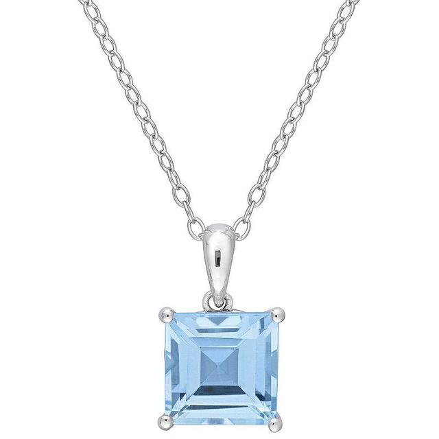 Stella Grace Sterling Silver & Gemstone Stud Pendant Necklace, Womens Blue Topaz Product Image