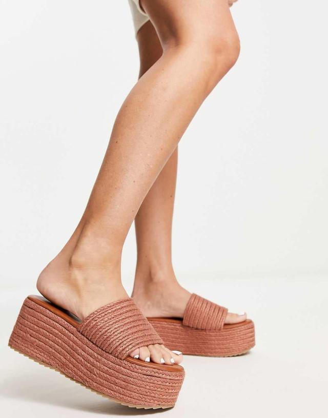 South Beach platform wedge espadrille sandal in tan Product Image