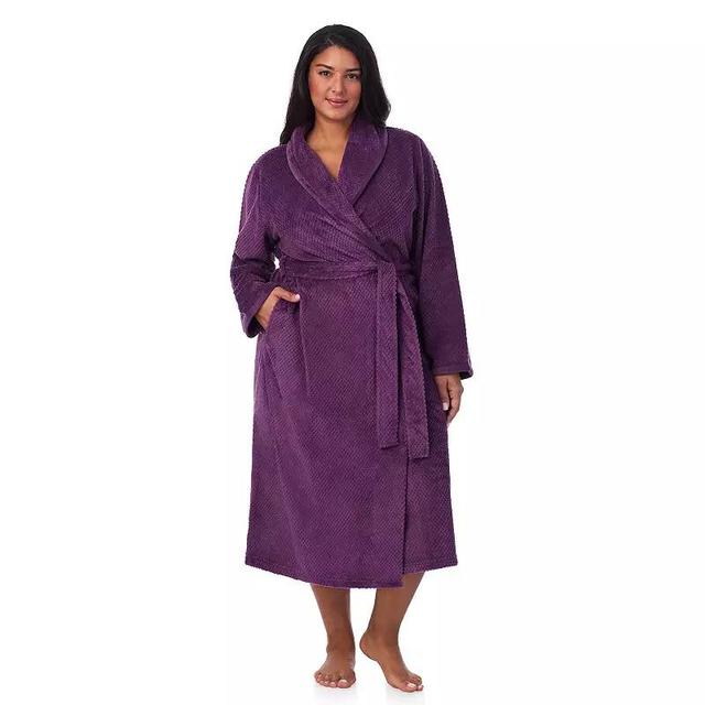 Plus Size Stan Herman Dimple Plush Wrap Robe, Womens Product Image