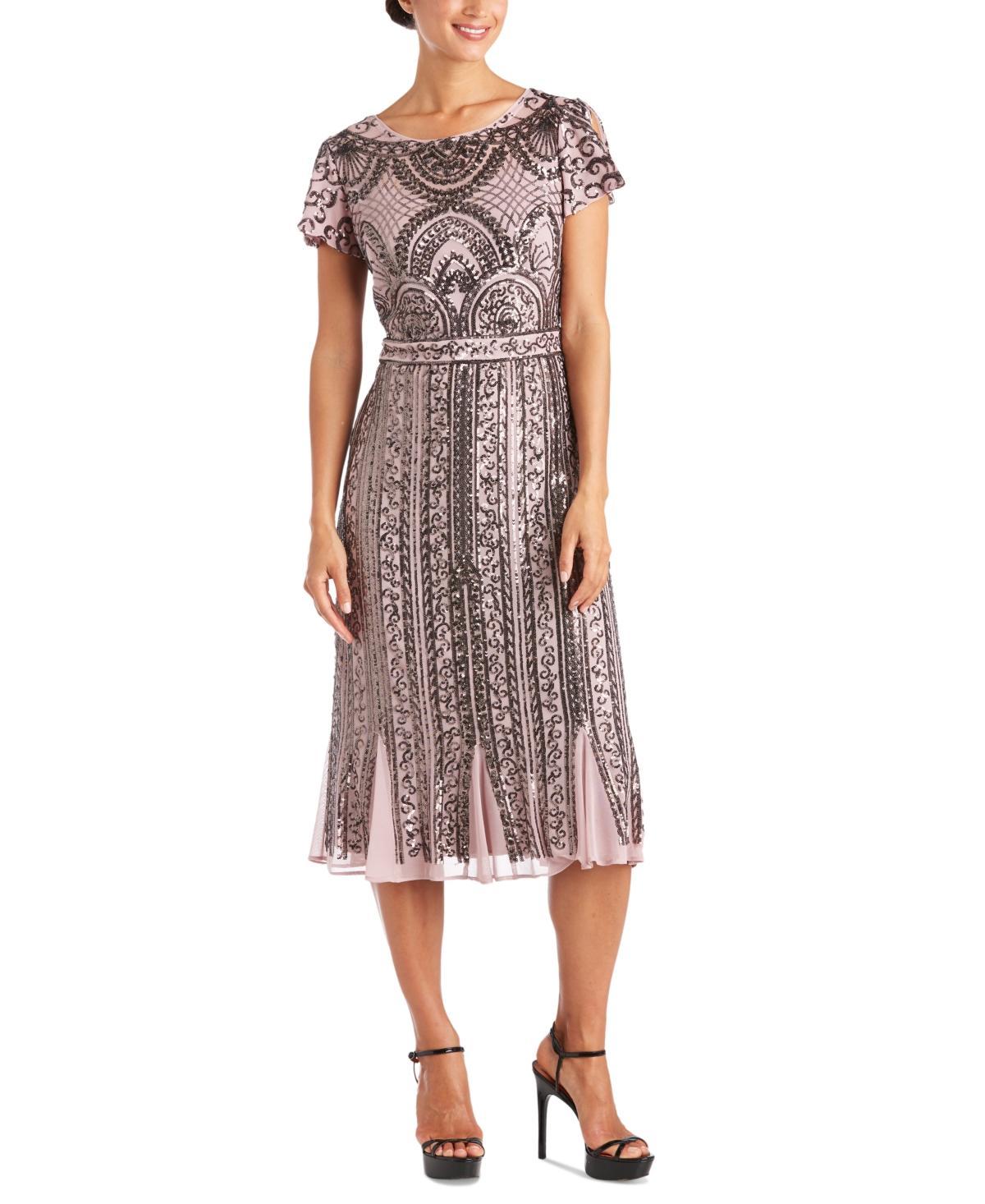 R & M Richards Mesh Beaded Dress Product Image