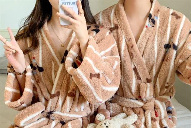 Couple Matching Dog Print Pajama Robe Product Image