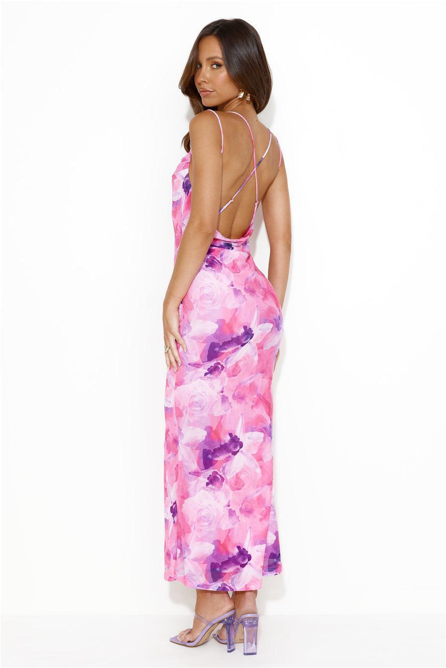 Unlike You Mesh Maxi Dress Pink Product Image