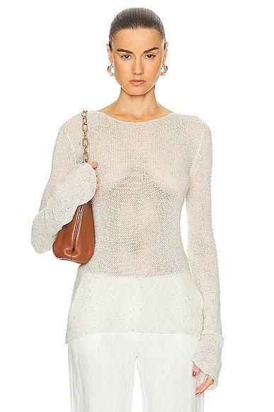 Gabriela Hearst Ramsay Top in Ivory - Cream. Size M (also in ). Product Image