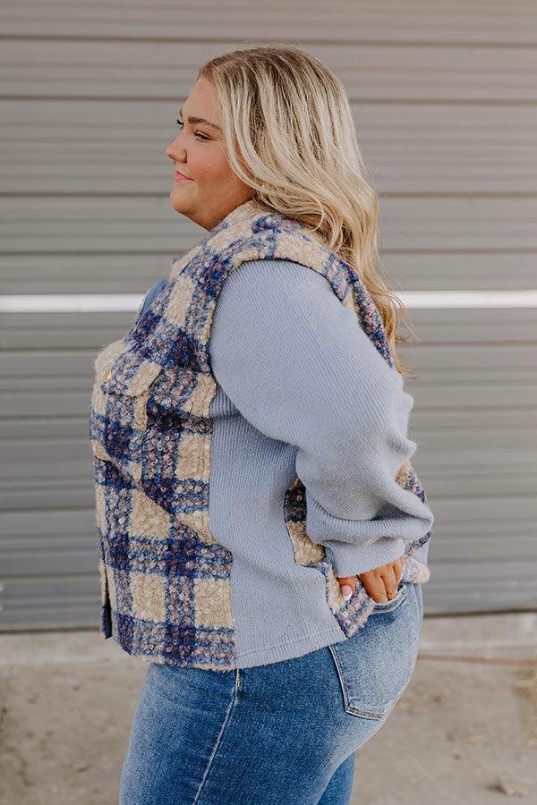 Picking Pumpkins Plaid Jacket in Blue Curves Product Image