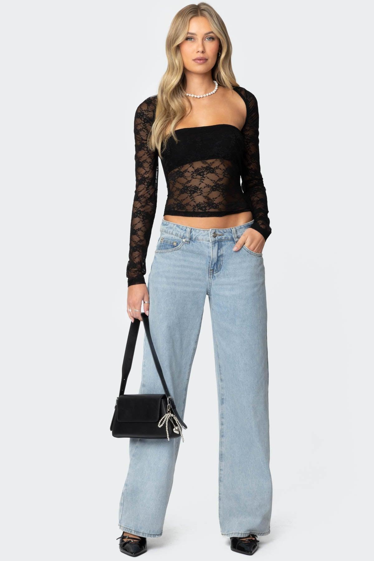 Addison Sheer Lace Two Piece Top Product Image