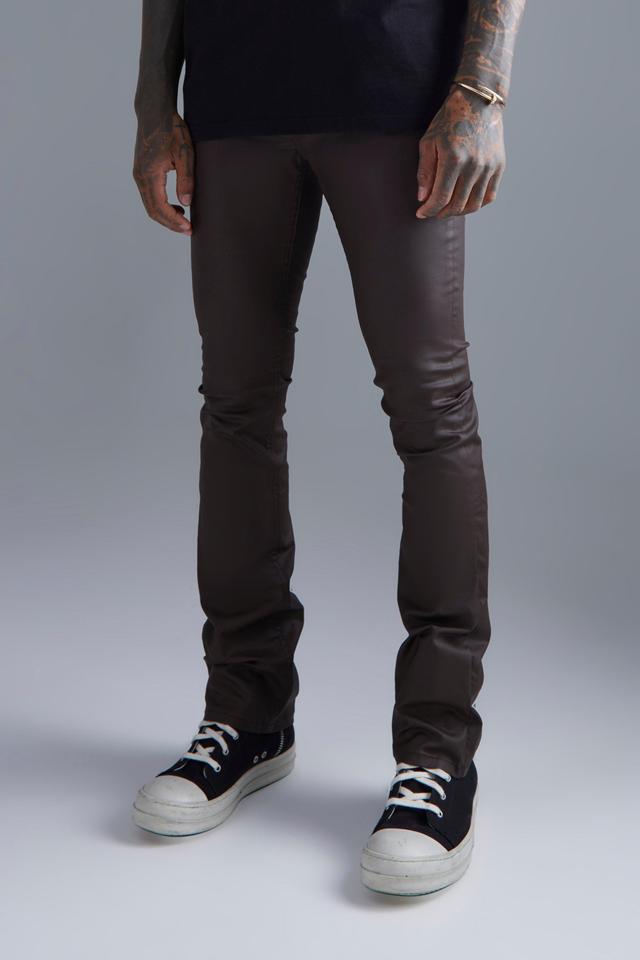 Skinny Flare Coated Jeans | boohooMAN USA Product Image