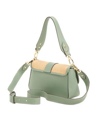 Leather Flap Over Baguette Crossbody for Women | Leather/Metal Product Image