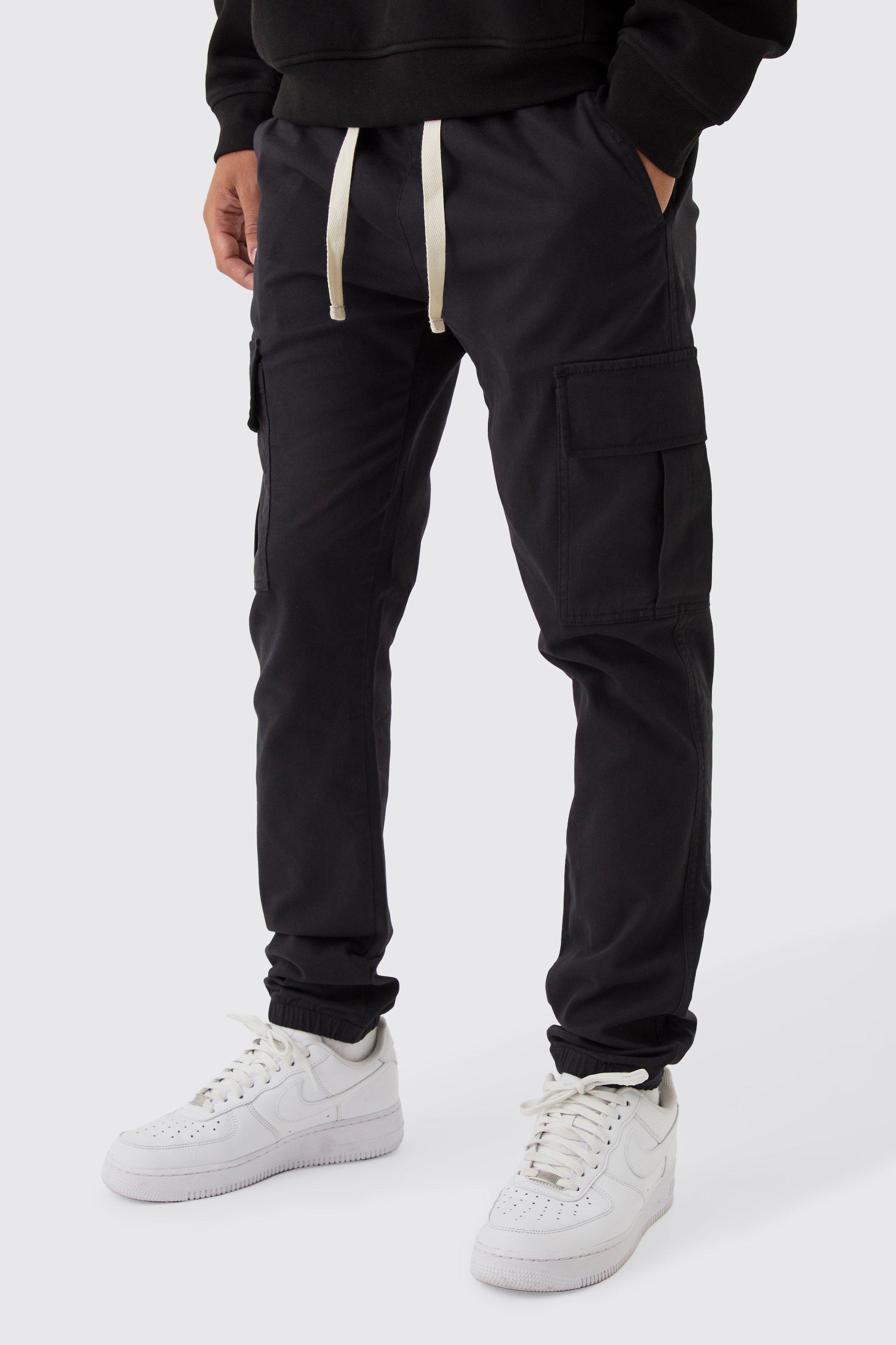 Skinny Fit Elasticated Waist Cuffed Cargo Pants | boohooMAN USA Product Image