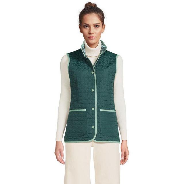 Lands End Womens Insulated Reversible Barn Vest - Deep balsam Product Image