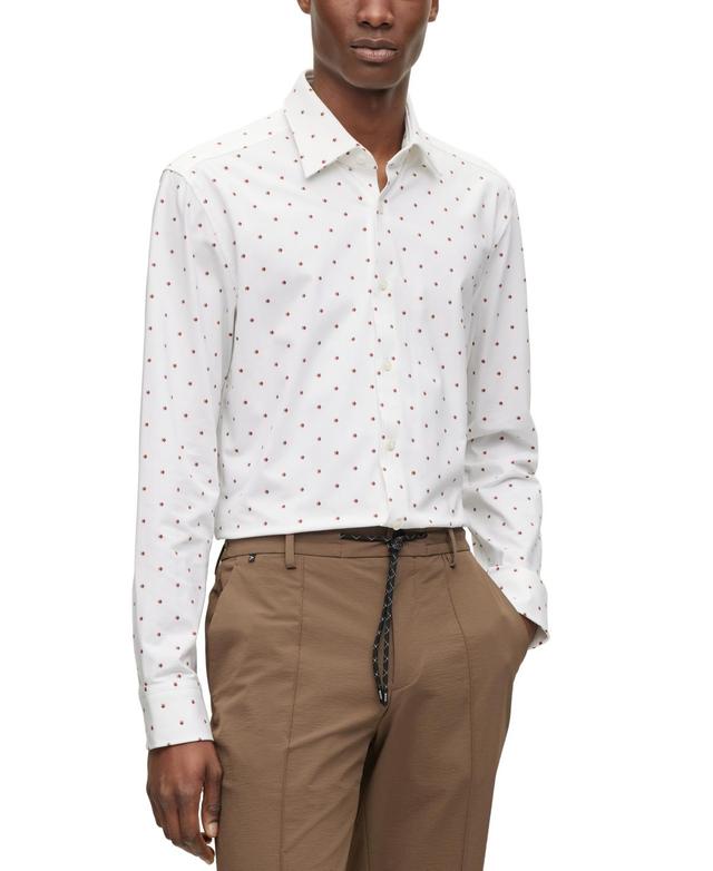 Mens Slim-Fit Shirt In Printed Stretch Cotton Product Image