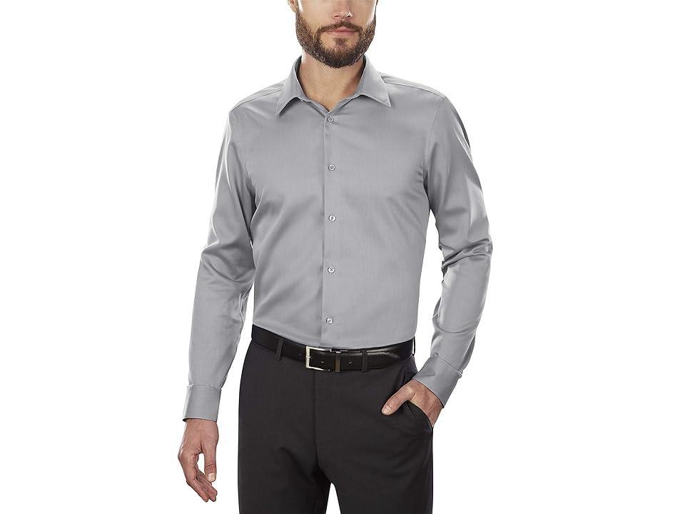 Calvin Klein Men's Dress Shirts Slim Fit Non Iron Solid (Cement) Men's Long Sleeve Button Up Product Image