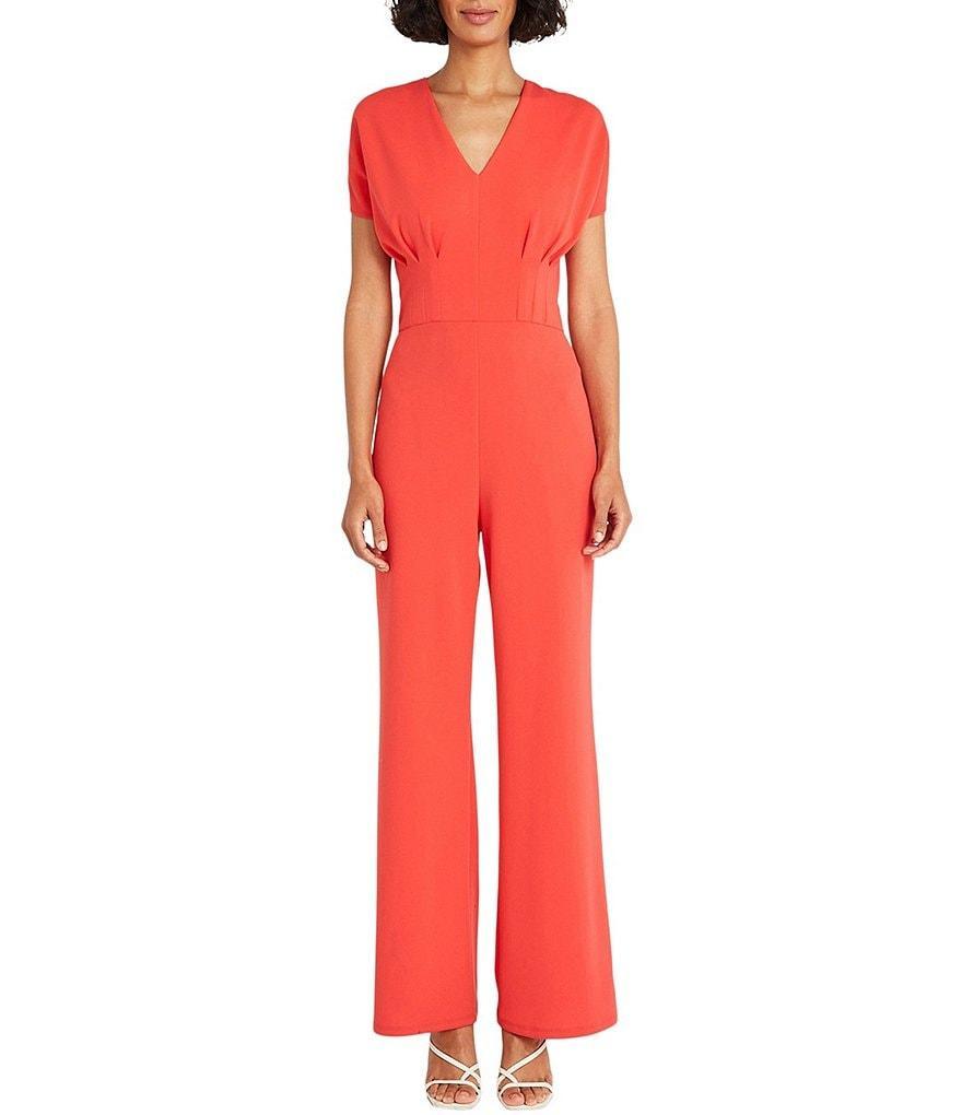 Maggy London Stretch Crepe V-Neck Short Sleeve Jumpsuit Product Image