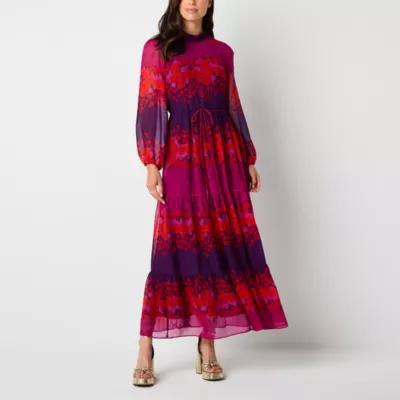 Melonie T Womens Long Sleeve Floral Maxi Dress Product Image