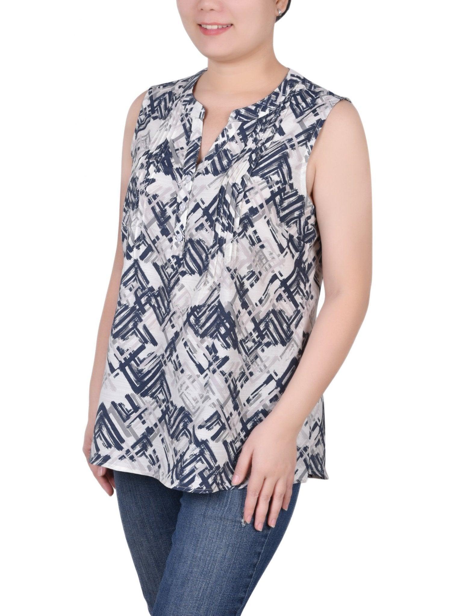 Sleeveless Pintucked Blouse - Petite Product Image