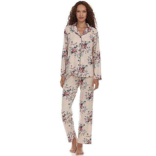 Womens Flora by Flora Nikrooz Lindsey Collared Button-Down Top & Pants Pajama Set Product Image