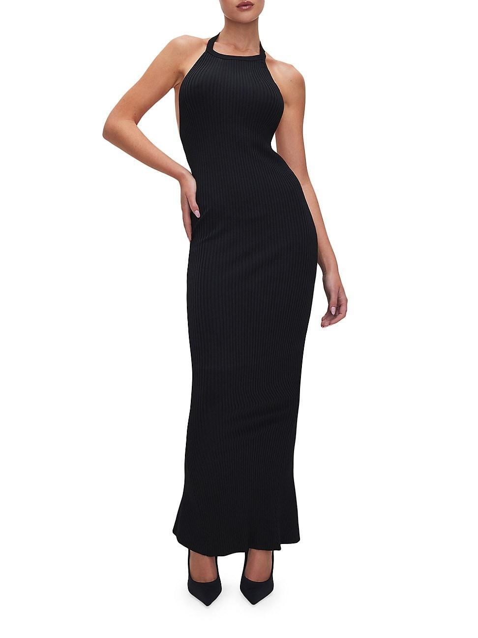 Good American Shine Ribbed Halter Maxi Dress Product Image