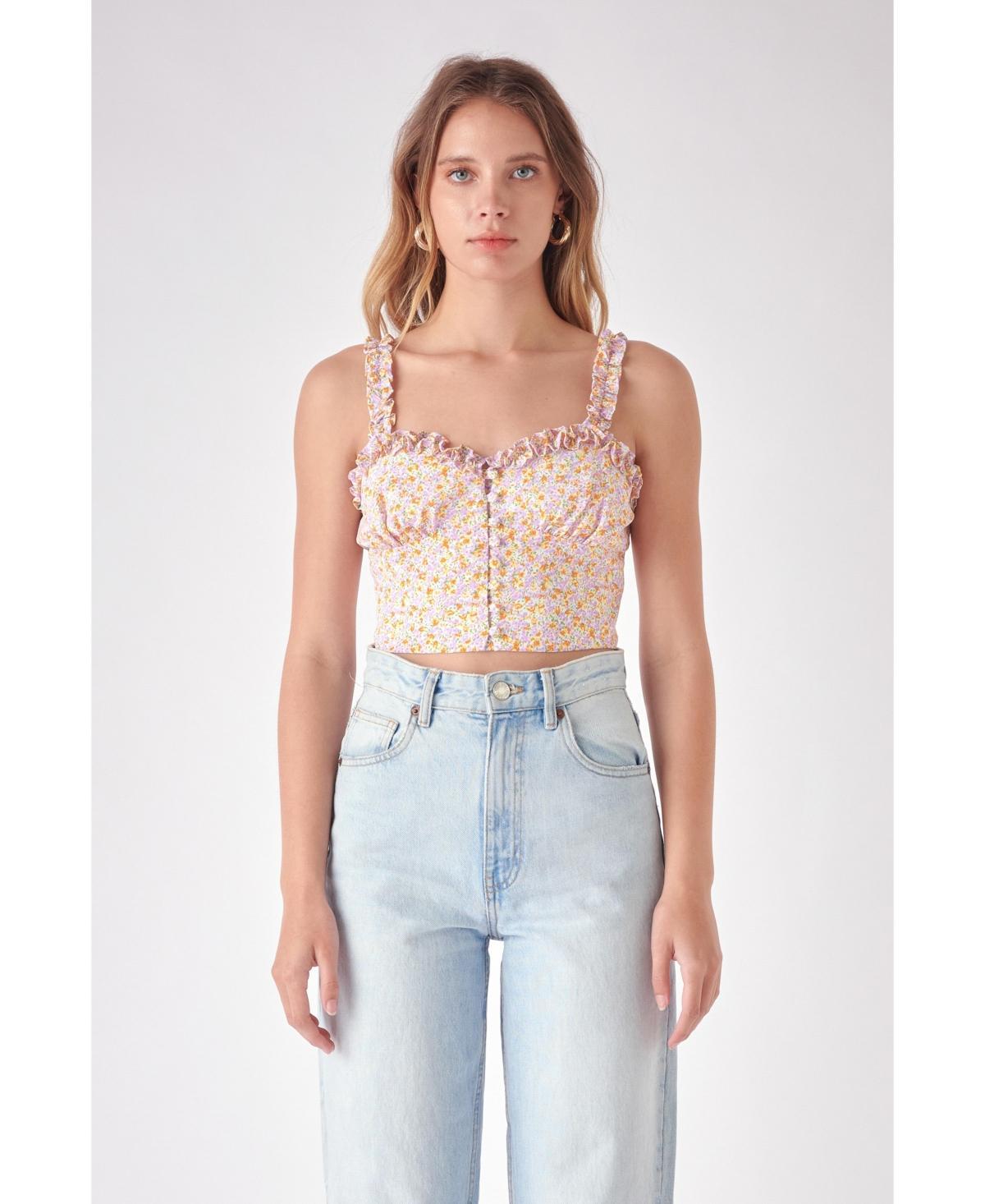 Free the Roses Womens Floral Print Cropped Top Product Image