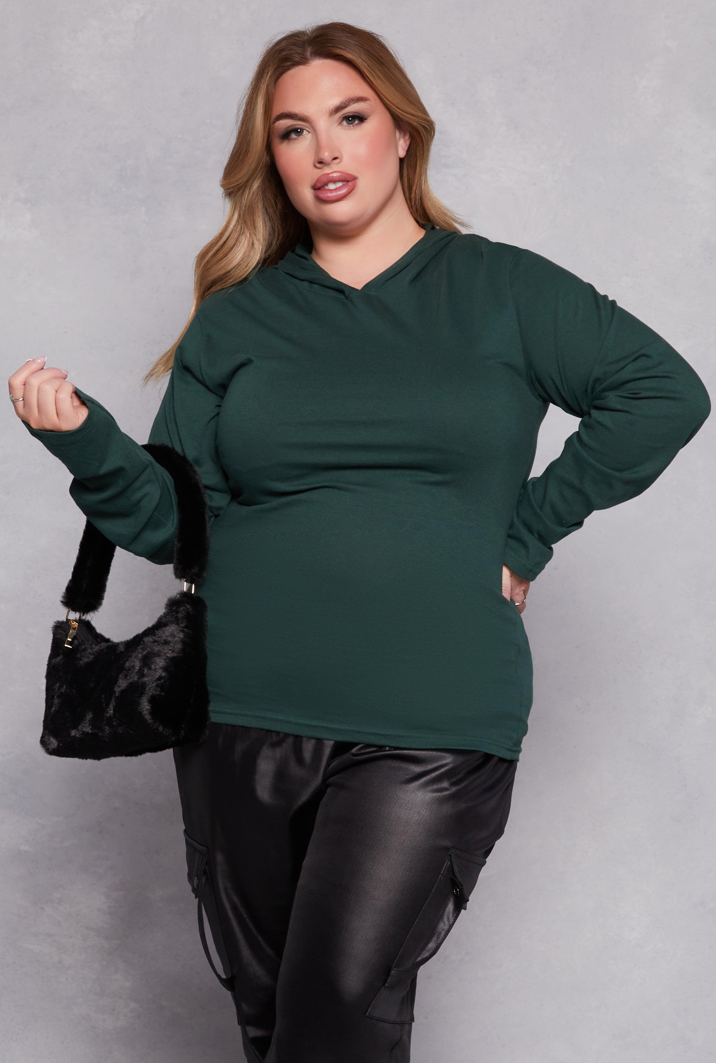 Womens Plus Size Long Sleeve Hooded Top Product Image