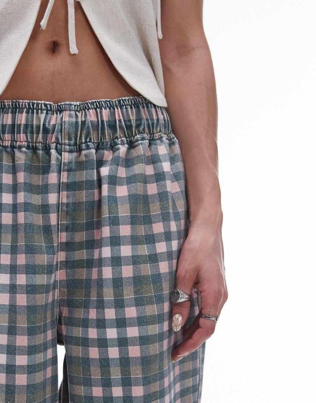 Topshop check pull-on pants in multi Product Image