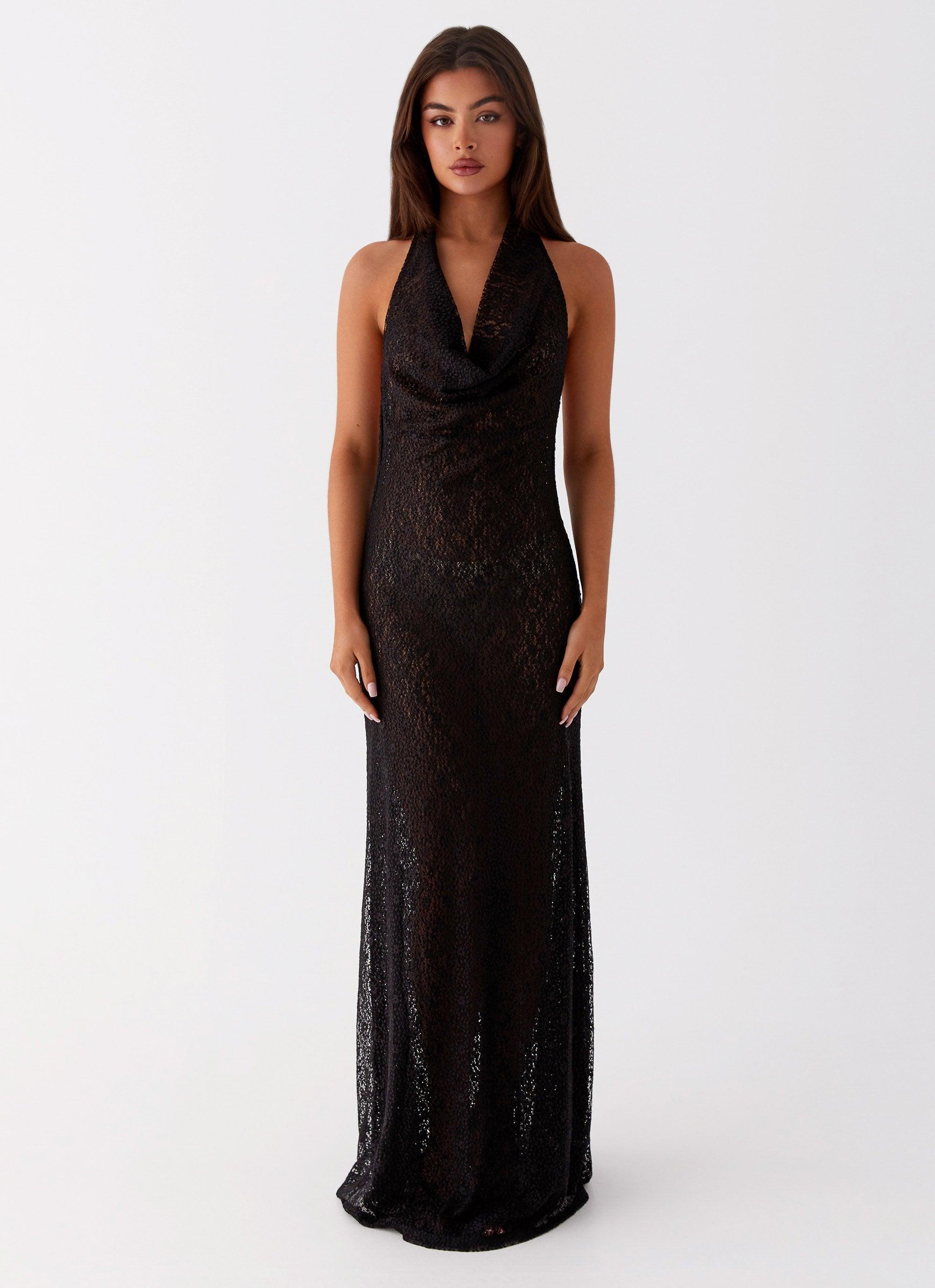 Tempest Cowl Neck Maxi Dress - Black Product Image