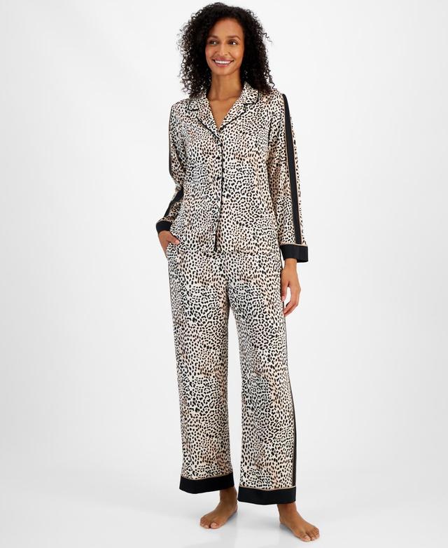 I.n.c. International Concepts Womens 2-Pc. Piped-Trim Satin Pajamas Set, Created for Macys Product Image