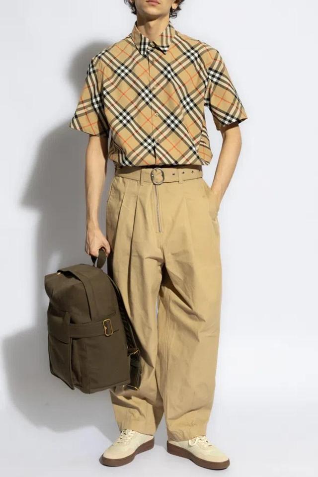 Checked Cotton Shirt In Beige Product Image