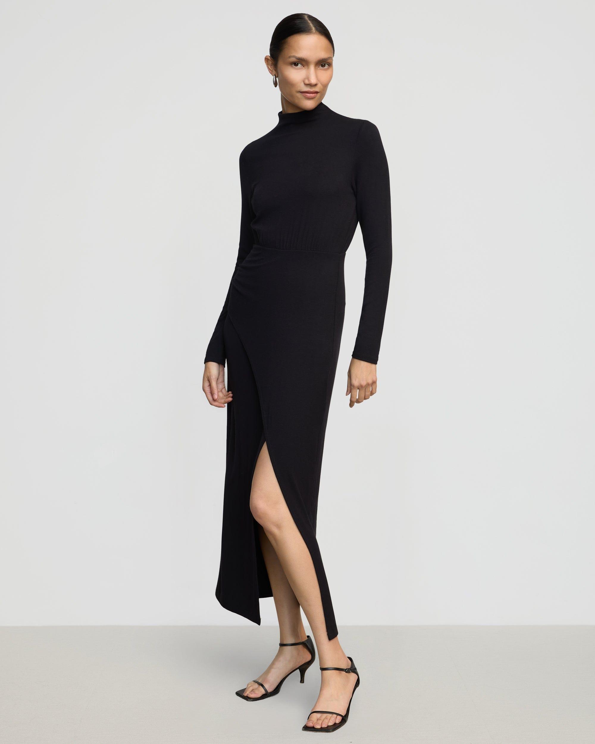 Suki Mock-Neck Side-Slit Dress Product Image