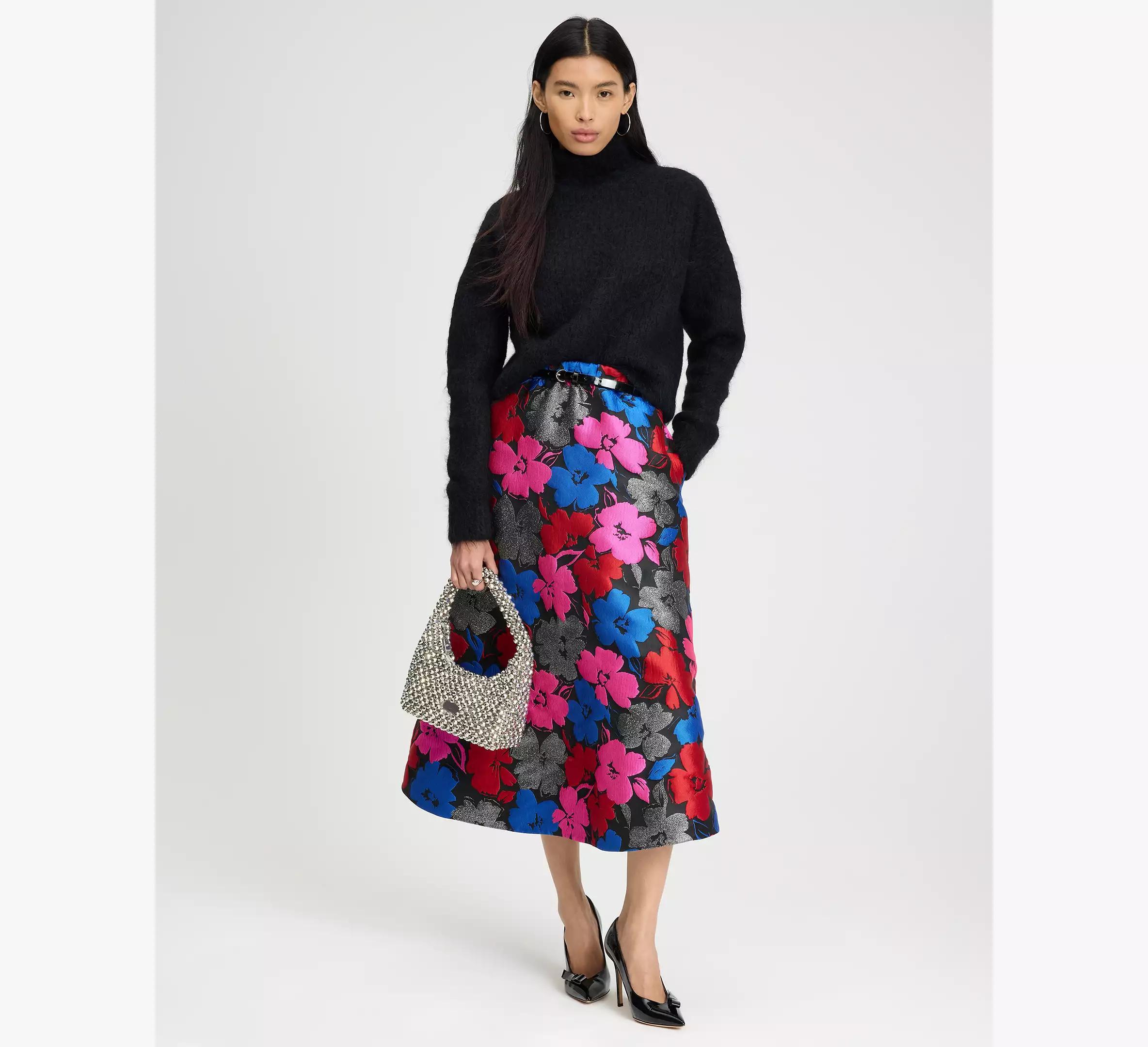 Painterly Blooms Midi Skirt Product Image