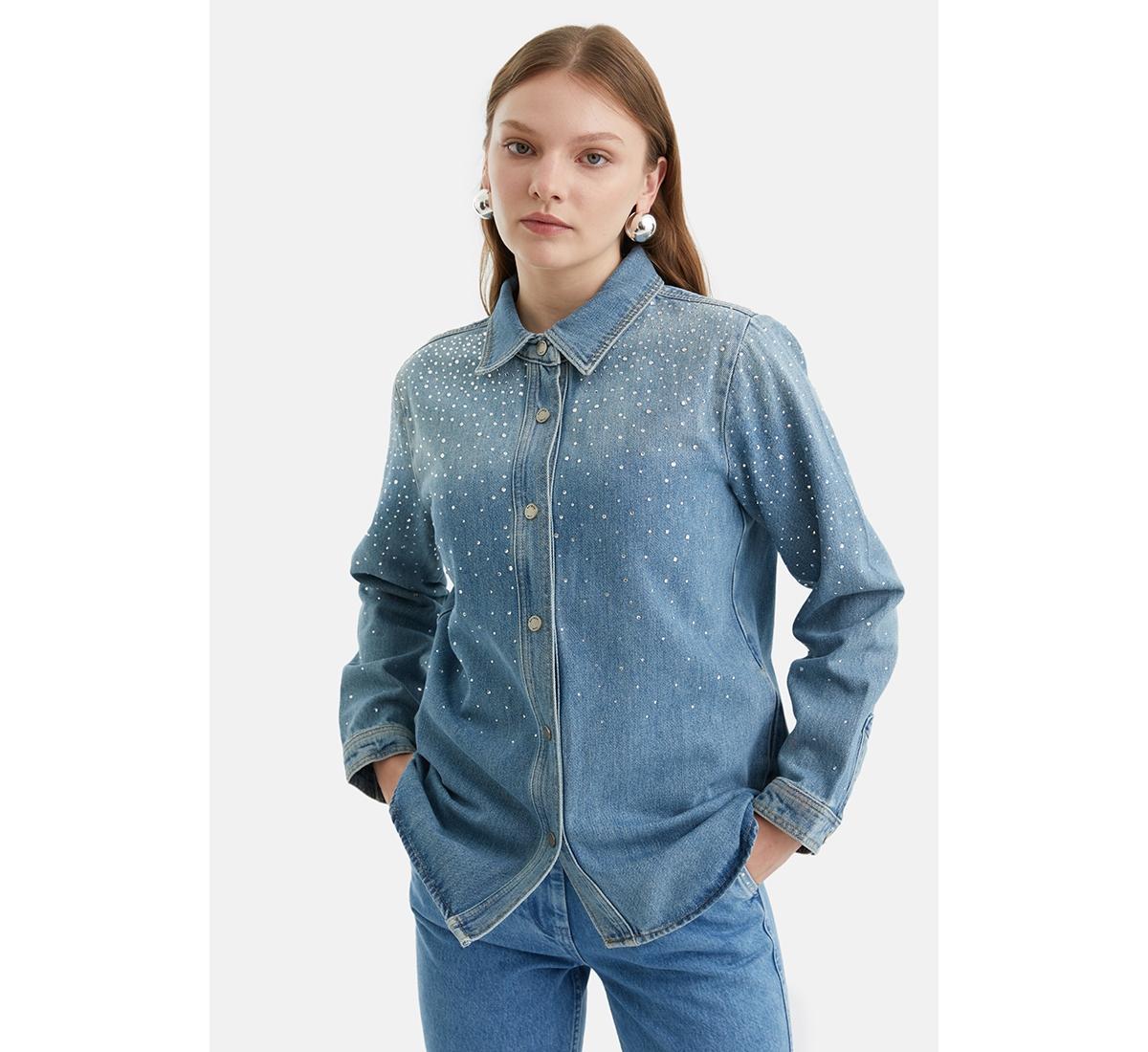 Womens Collared Denim Shirt product image