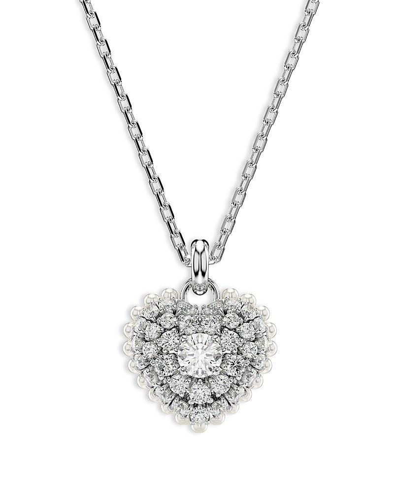 Swarovski Crystal Heart Shaped Pearl Hyperbola Pendant Necklace Product Image