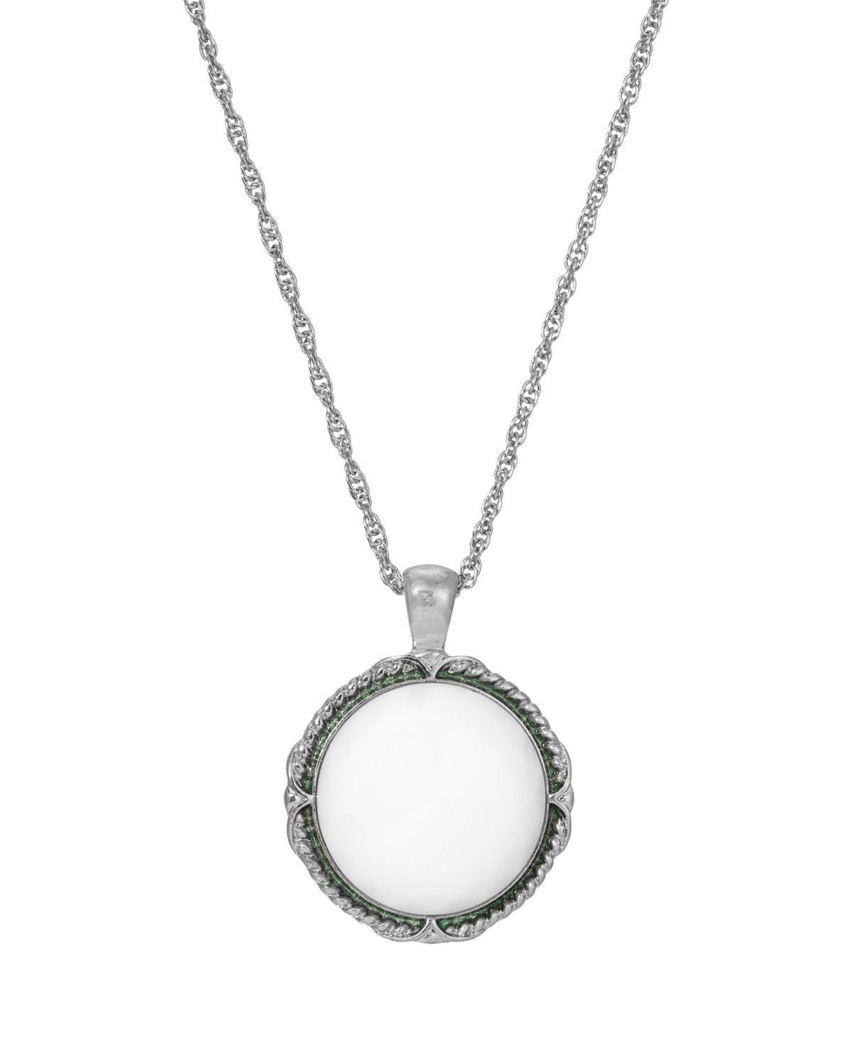 1928 Silver Tone Round White Faceted Open Back Necklace, Womens Product Image