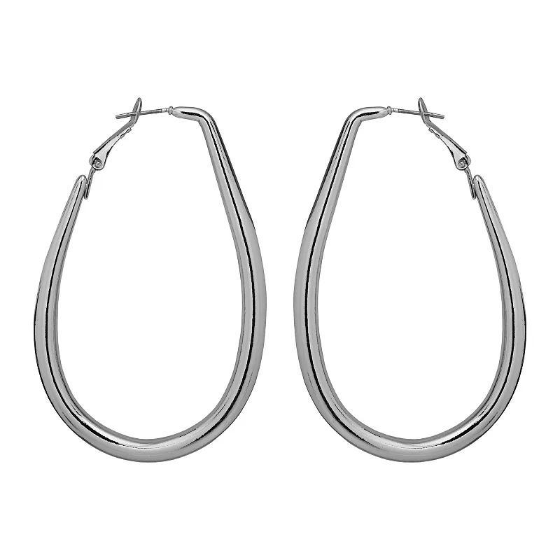 Emberly Silver Tone Oversized Organic Shaped Hoop Earrings, Womens, None Product Image