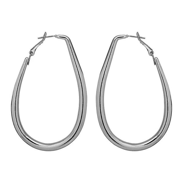 Emberly Silver Tone Oversized Organic Shaped Hoop Earrings, Womens, None Product Image