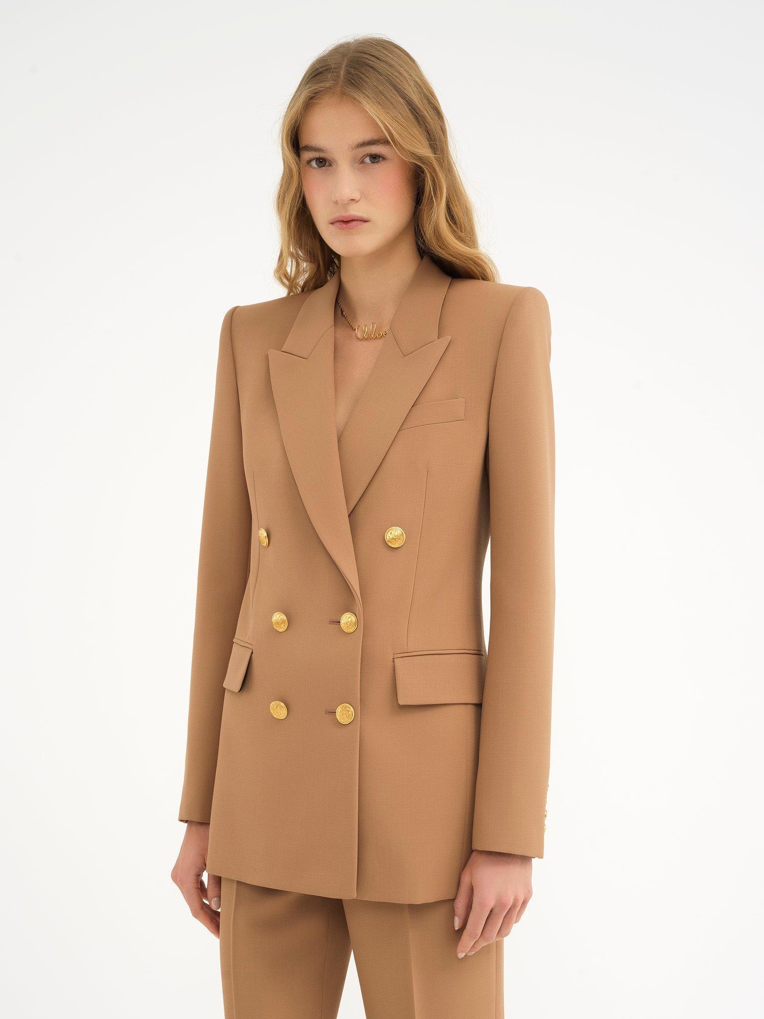 Tailored jacket in wool grain de poudre Product Image