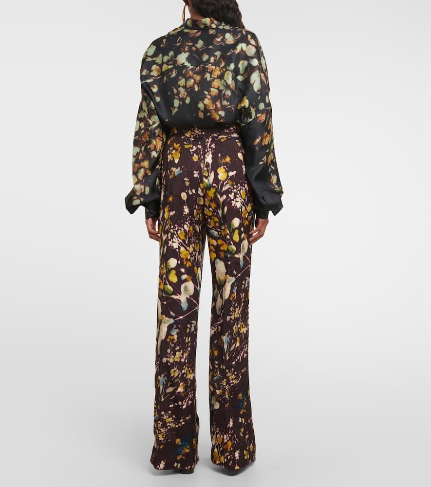 DRIES VAN NOTEN Embroidered High-rise Straight Pants In Purple product image