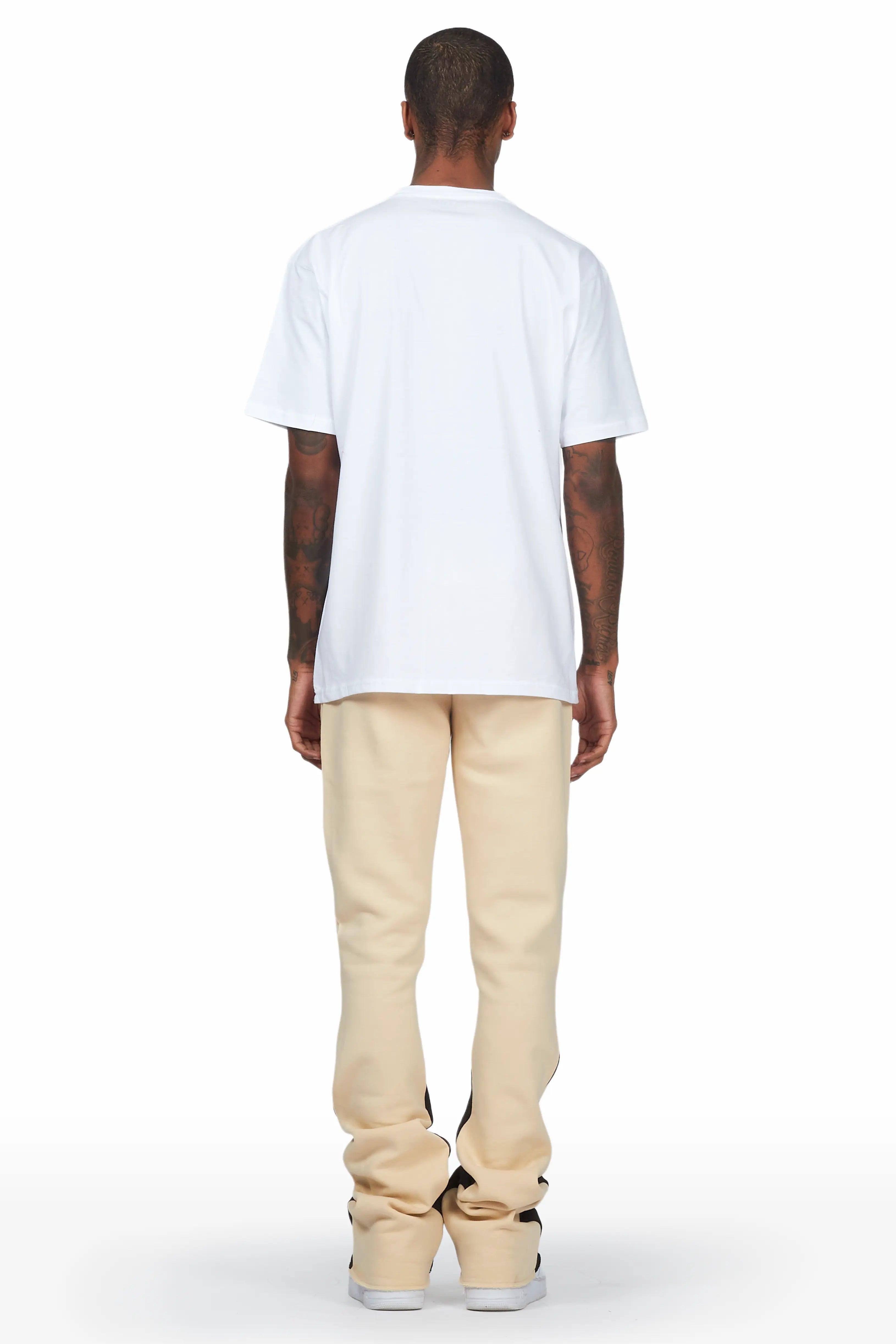 Draven White/Beige T-Shirt Stacked Flare Trackset Male Product Image