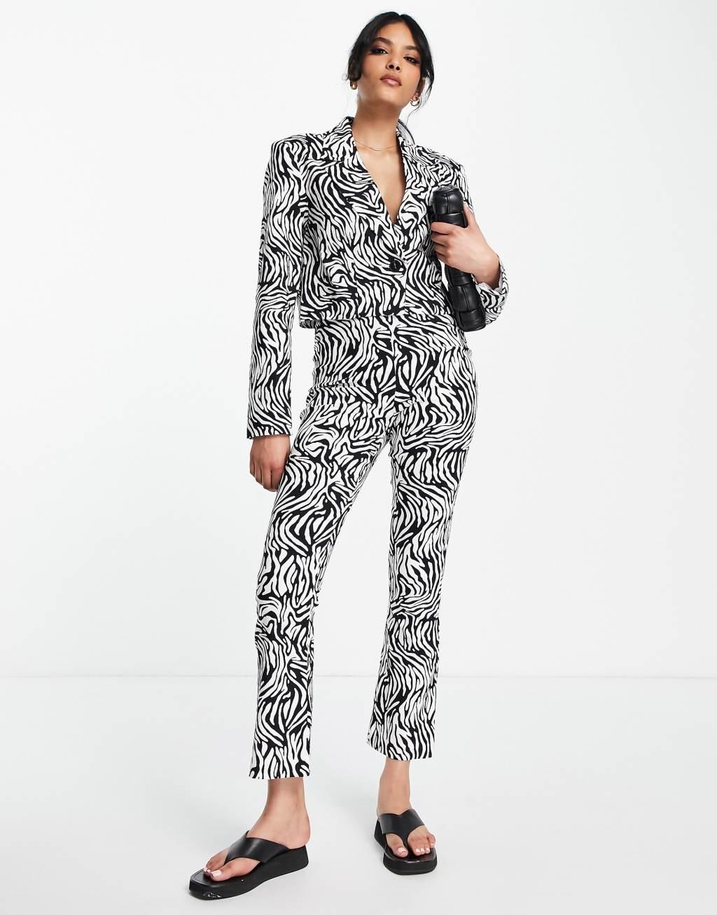 Topshop Tailored stretchy pants in zebra print - part of a set Product Image