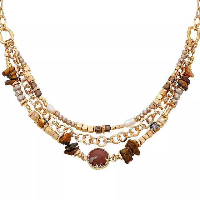 Berry Jewelry Gold Tone Semi-Precious Layered Necklace, Womens, Multi Product Image