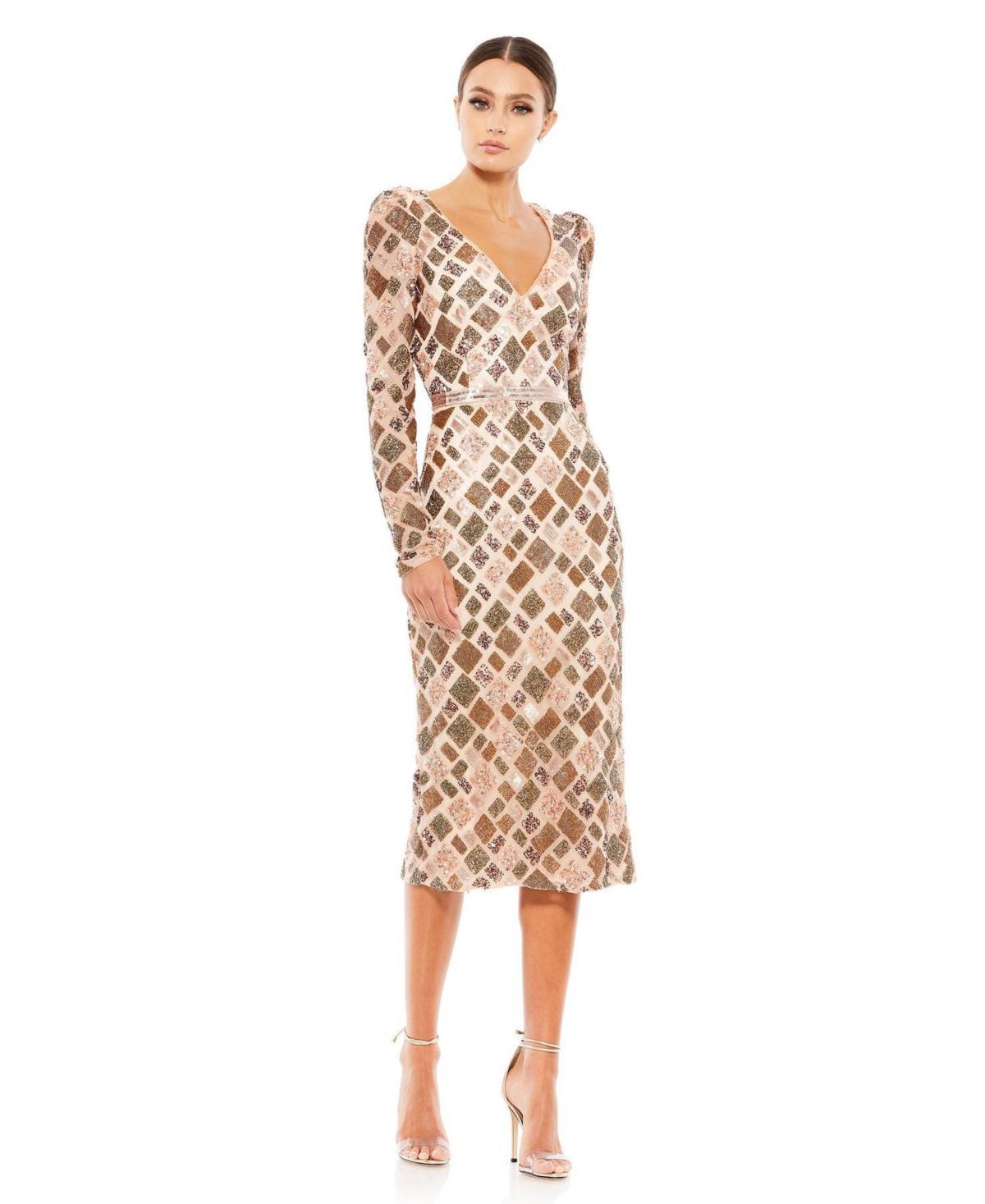 Womens Sequined Midi-Dress Product Image