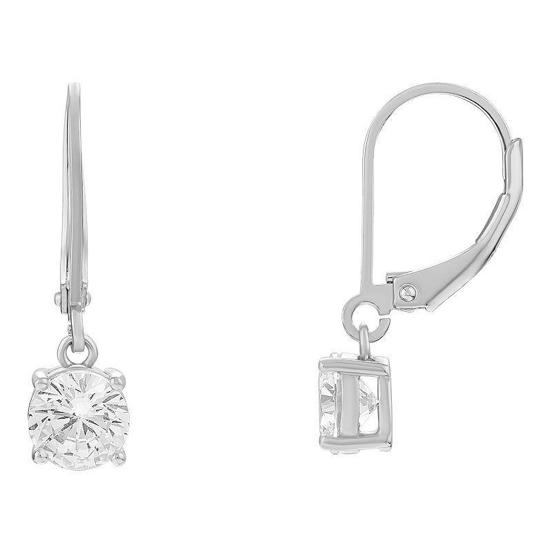 PRIMROSE Sterling Silver Cubic Zirconia Leverback Earrings, Womens Product Image