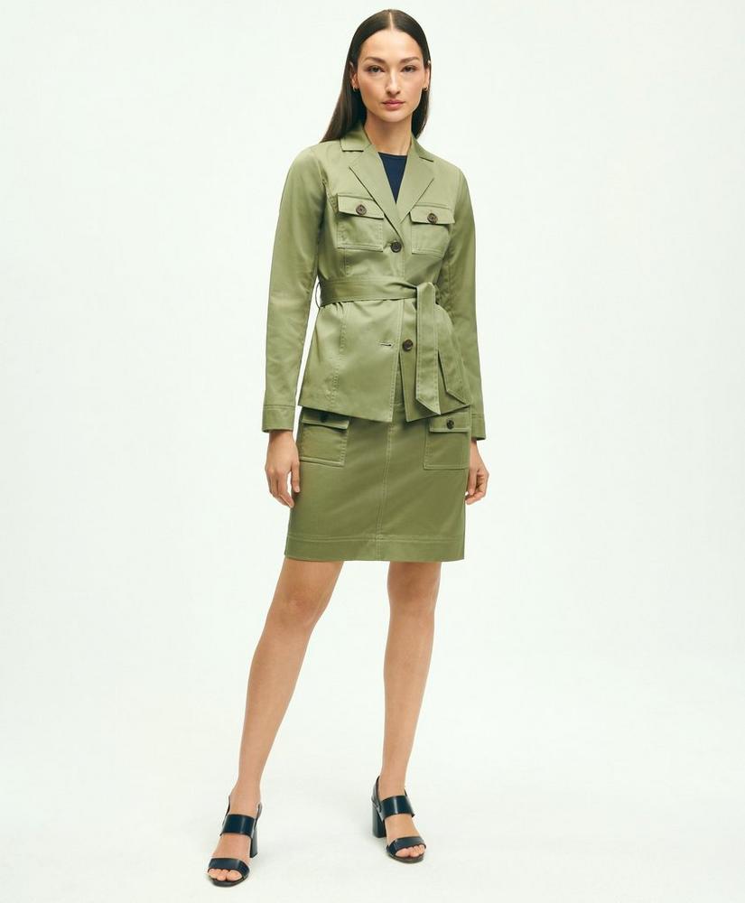 Stretch Cotton Twill Belted Safari Jacket Product Image