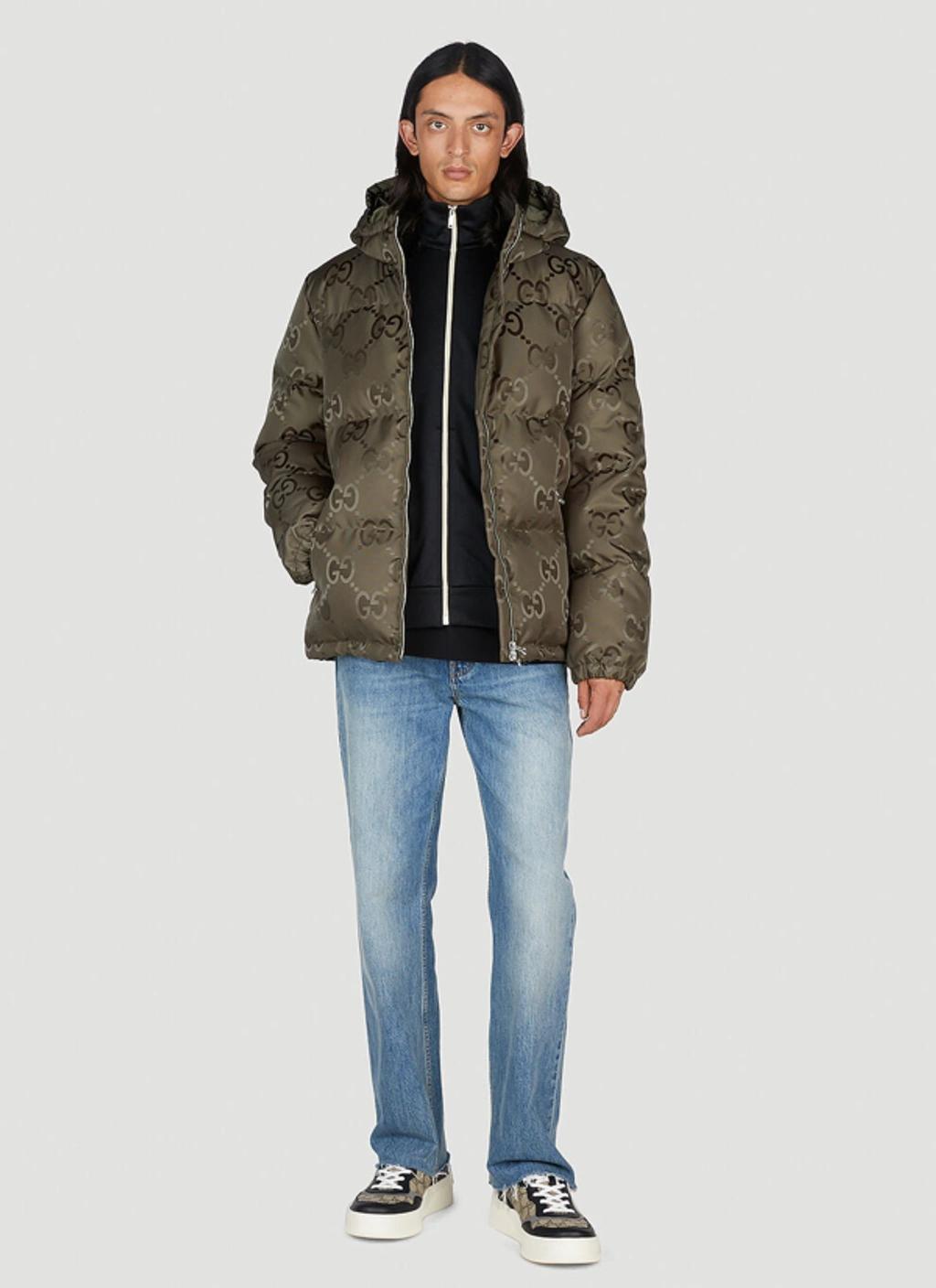 GUCCI Jumbo Gg Canvas Down Jacket In Green Product Image