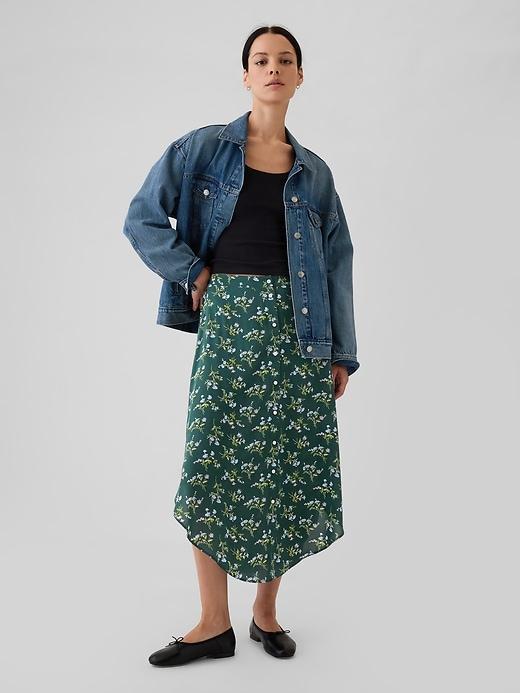 Crepe Handkerchief Hem Midi Skirt Product Image