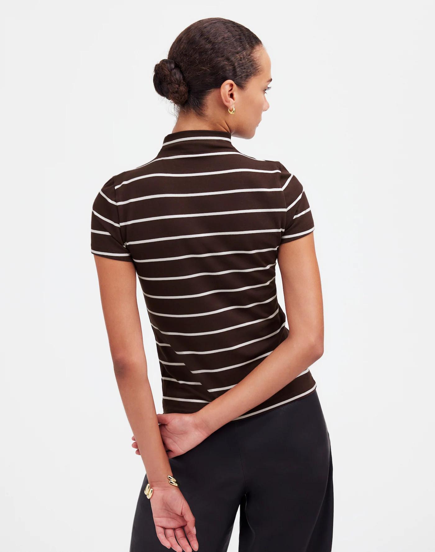 Short-Sleeve Mockneck Tee in Stripe Product Image