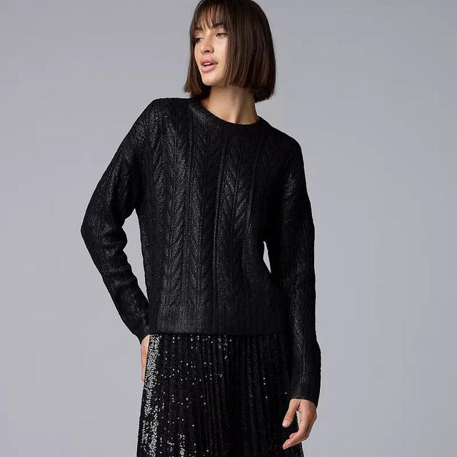 Womens Simply Vera Vera Wang Foil Cable Sweater Product Image