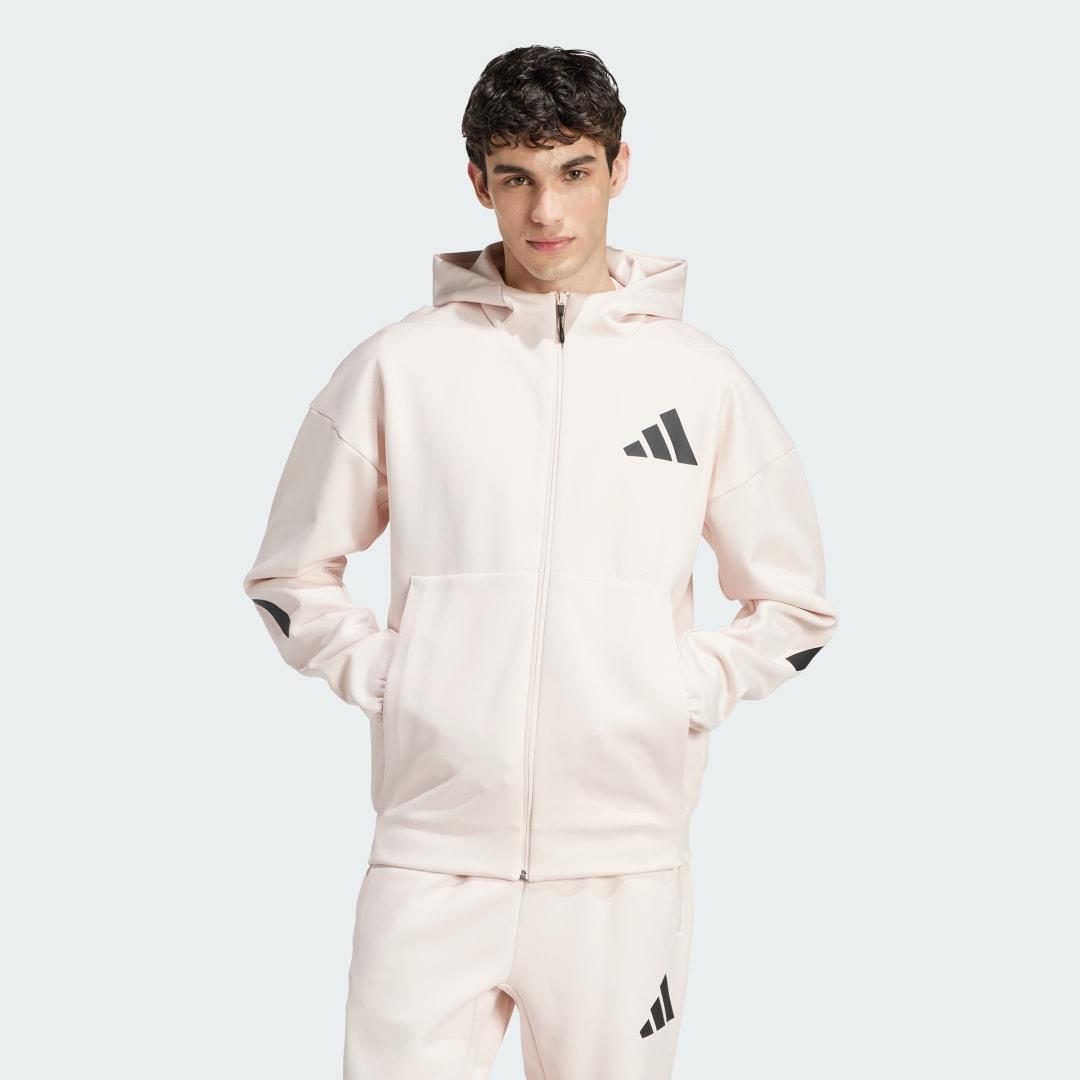 adidas Z.N.E. Full-Zip Hooded Track Jacket Wonder Quartz XS Mens Product Image