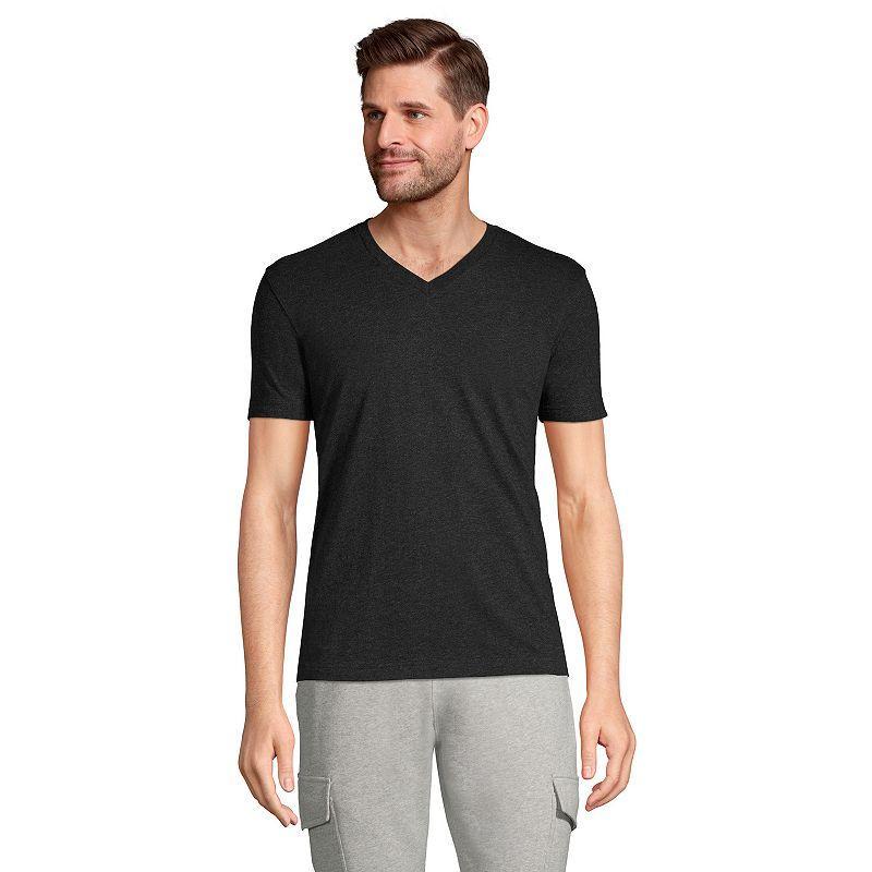 Big & Tall Lands End Super-T V-neck Tee, Mens Grey Heather Product Image