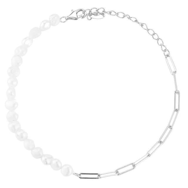 Sunkissed Sterling Freshwater Cultured Pearl & Link Bracelet, Womens Silver Tone Product Image